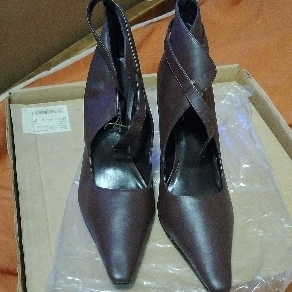 Brown Leather half boot heels